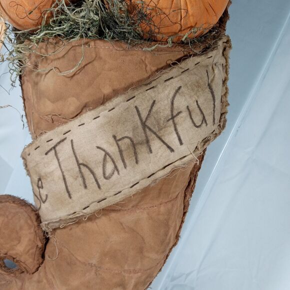 Cornucopia Horn Of Plenty Basket Thanksgiving Handmade Fabric Table Wall Mount - Picture 4 of 16
